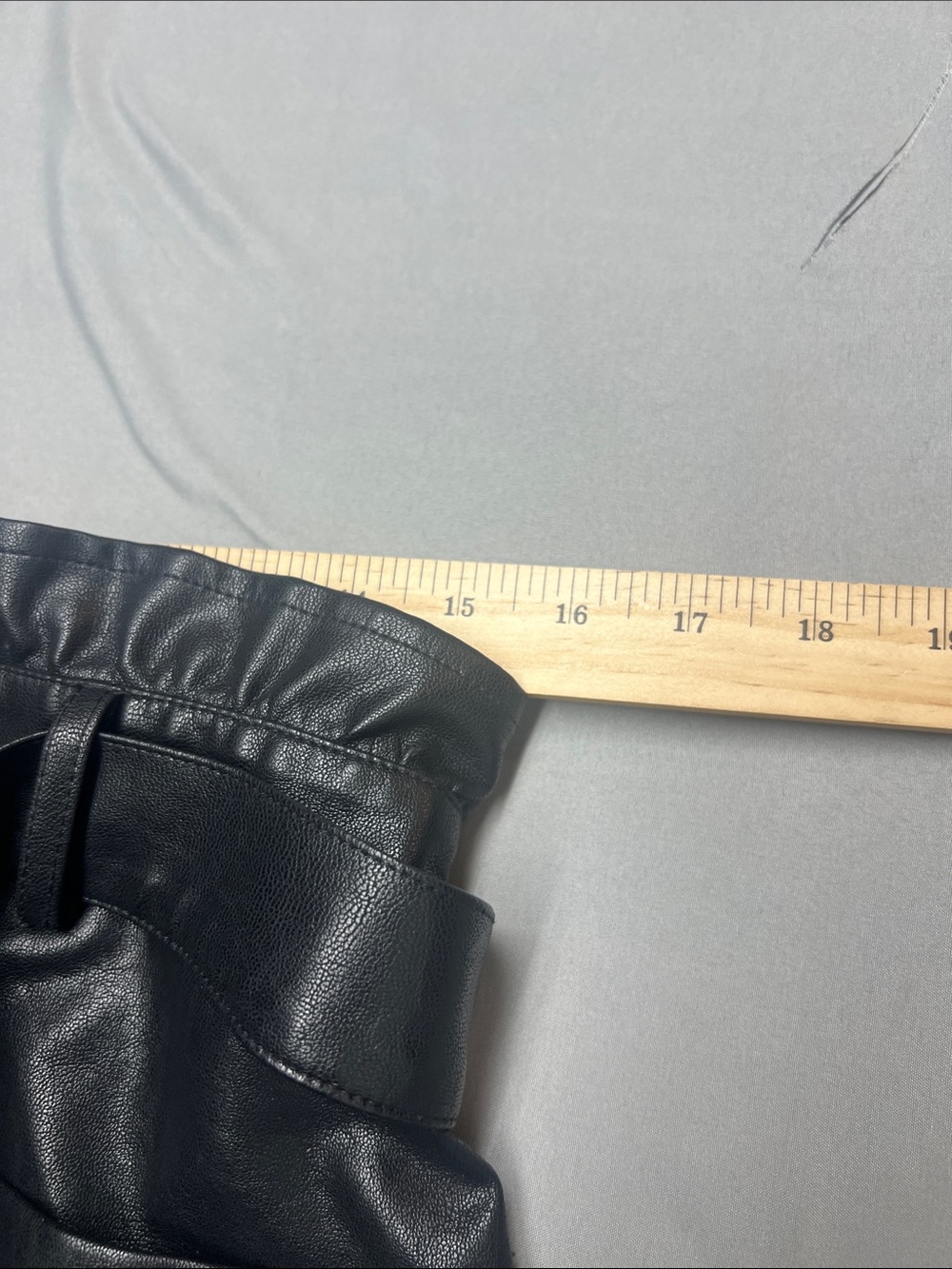 Blue Rain Black High-Waist Faux Leather Paperbag Shorts with Self-Tie - Picture 8 of 11